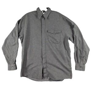 Guy Laroche Button Up Men's Shirt Gray Gingham Long Sleeve Casual Collared Sz M